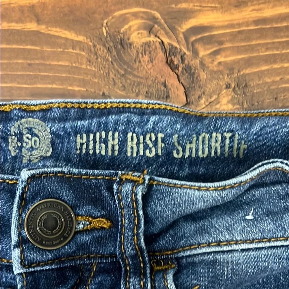 Denim Blue Women's High Rise Shorts - Picture 3 of 7